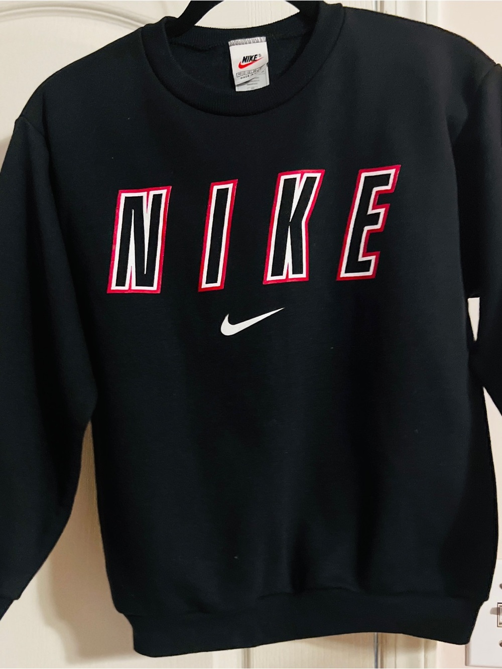 Nike Black Crewneck Sweatshirt with Red and White Logo